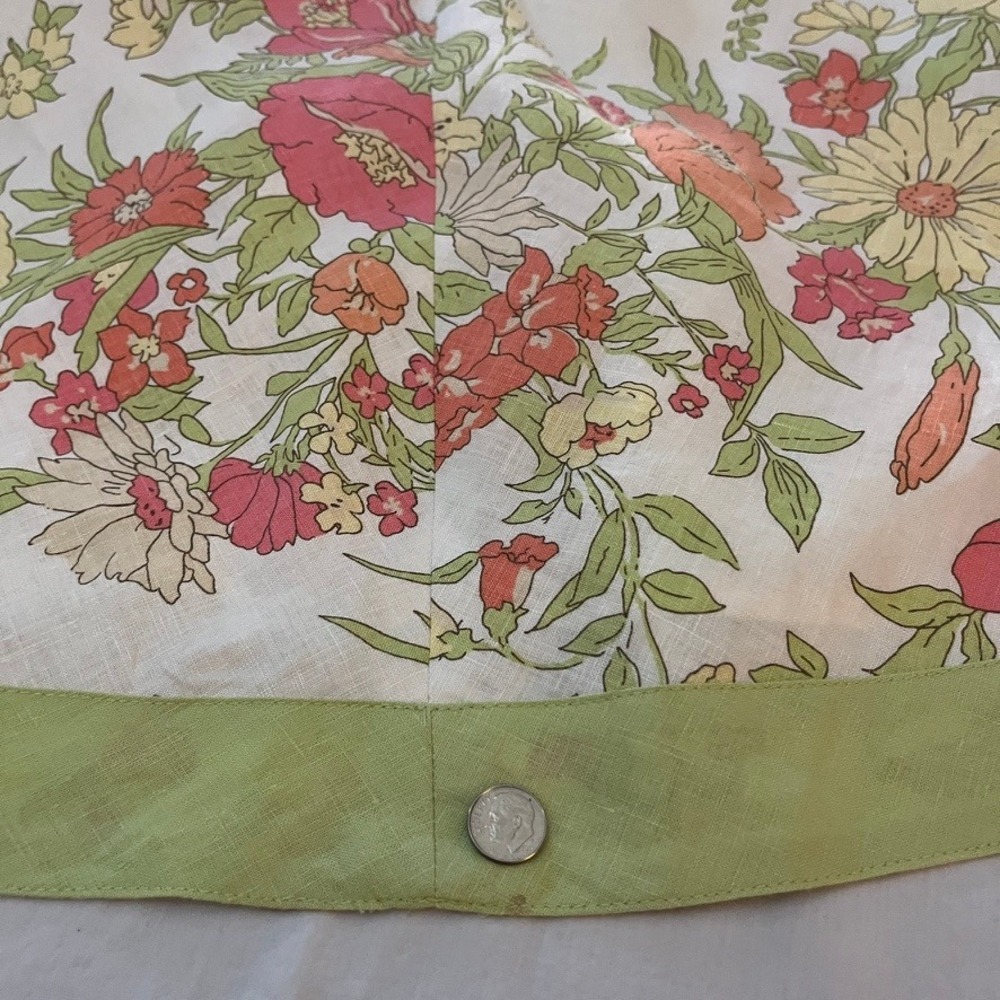 100% Linen Floral Skirt Set Cottagecore Garden Party Coquette Sz 4 LOFT - Picture 10 of 10